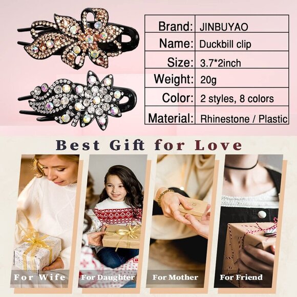Sparkling Rhinestone Hair Clips 8 Pieces for Women Stylish Hair Accessories